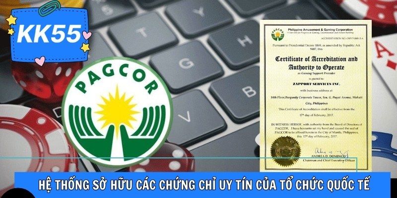 Hệ thống sở hữu các chứng chỉ uy tín của tổ chức quốc tế
